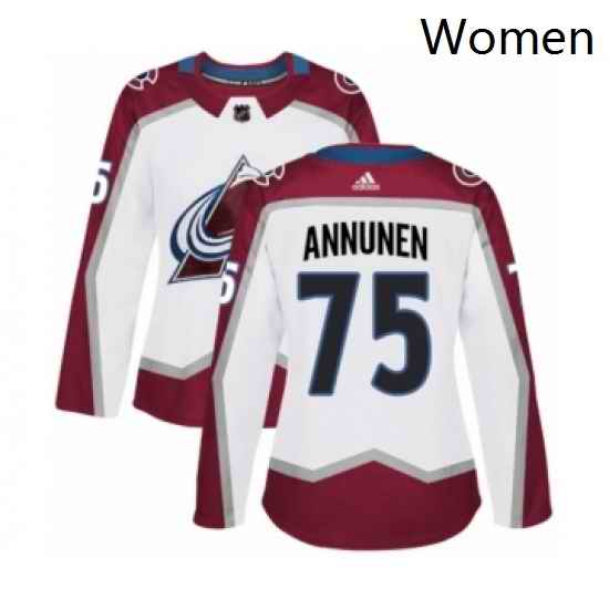 Womens Adidas Colorado Avalanche 75 Justus Annunen Authentic White Away NHL Jersey